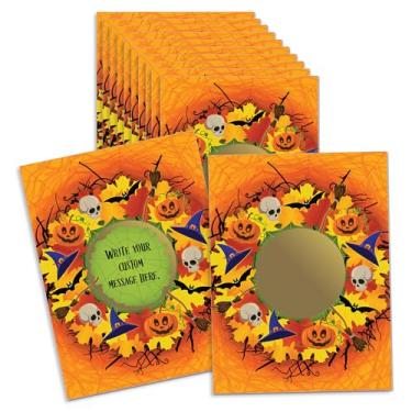 Imagem de My Scratch Offs Cartões de raspar grinalda de Halloween, pacote com 20 cartões DIY com adesivos dourados, 7 x 10 cm, cartolina