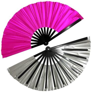 Imagem de BAISDY Grande ventilador para dança em linha, dobrável, decorativo, estourar, para botas de dança no chão (rosa)