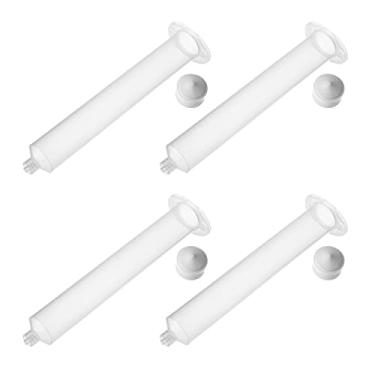 Imagem de Cartucho líquido de cola transparente de plástico transparente Utoolmart, dosador de seringa, 3 cc, 5 cc, 10 cc, 30 cc, 55 cc, cartucho de seringa de distribuição de seringa de plástico, seringa dispensadora de 1 2 4 peças, UT191016D-0031, Transparent, 55cc transparent，4pcs