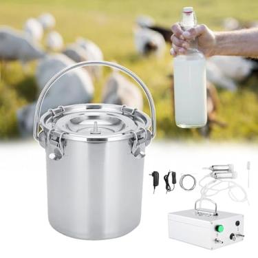 Imagem de MáQuina De Ordenha EléTrica Pulsada Para Vacas/Cabras, Suprimentos De Ordenha Com Balde De AçO InoxidáVel, Ordenhadeira Com Bomba De VáCuo Para Fazenda, Suprimentos De Ordenha Para Vacas Ou Ovelhas