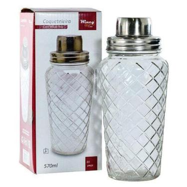 Imagem de Coqueteleira / Shakeira De Vidro Relevo Com Tampa De Inox 57 - Oem