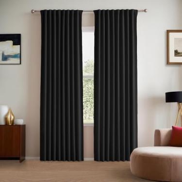Imagem de ABBRIGE Conjunto de 2 painéis de cortinas blackout com 2 painéis - Cortinas escuras para quarto com aba traseira e varão - Cortinas plissadas para sala de estar com gancho para sistema de trilhos
