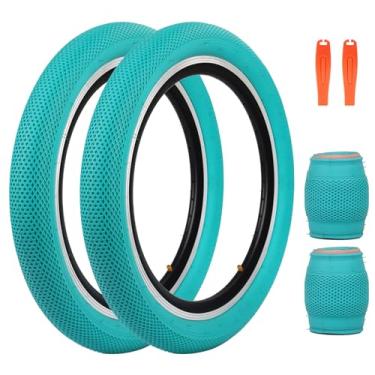 Imagem de MEGHNA Pneu de bicicleta 50,8 cm para crianças 50,8 x 6,1 cm (64-406) Pneu de substituição antiderrapante dobrável para BMX bicicleta de roda pequena bicicleta dobrável infantil mountain bike (verde