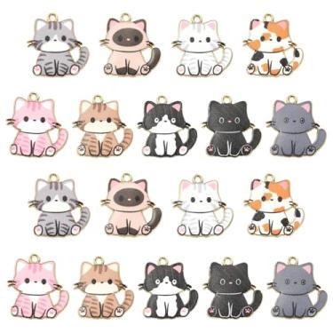 Imagem de UR URLIFEHALL 45 peças, 9 cores, mini pingentes de gato, estampados, animais de estimação, para pulseiras, colares, brincos, pingentes, artesanato, joias, confecção de joias, Sem Pedra Preciosa