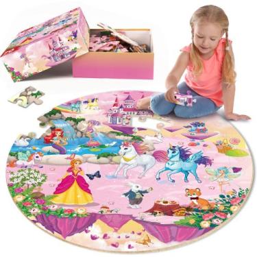 Imagem de Quebra-cabeça de chão SYNARRY Unicorn Princess Mermaid Fairy 70 unidad