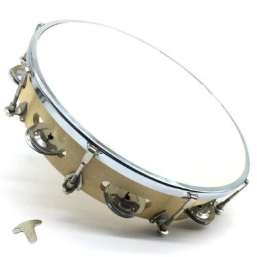 Imagem de Pandeiro Profissional madeira 10'' Pele Couro animal MXP