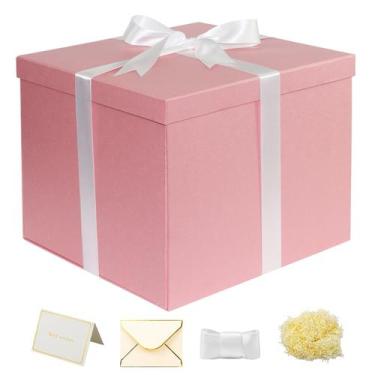 Imagem de Caixa de presente YINUOYOUJIA grande rosa 30x30x25cm com acessórios