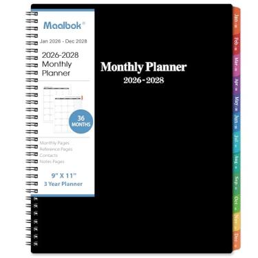 Imagem de Agenda mensal 2024-2027 – Agenda mensal de 3 anos 2024-2027, julho de 2024 a junho de 2027, 23 cm x 28 cm, agenda com abas de 36 meses, bolso duplo, feriados, páginas de anotações