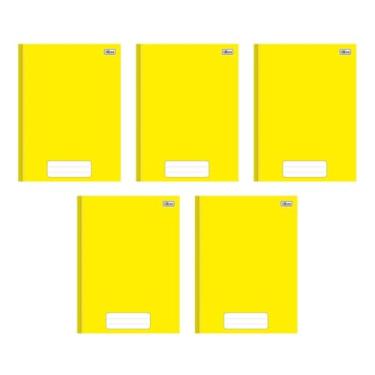 Imagem de Kit com 5 Cadernos Universitário Brochura Pepper Amarelo com 80 Folhas Pautadas Grande Escolar