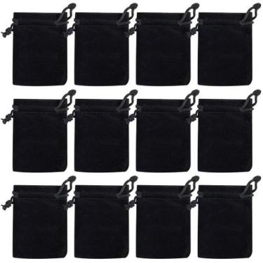 Imagem de Bolsas de joias, tecido de veludo preto Nydotd, 100 unidades, 7x5,4 cm
