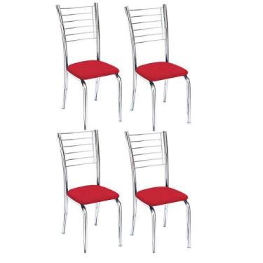 Imagem de Kit 4 Cadeiras Vanessa Cromada Para Cozinha-Assento Vermelho-Gat Magaz
