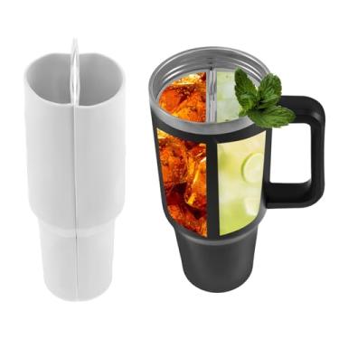 Imagem de Bandeja interna 2 em 1, forro de silicone com 2 compartimentos, forro de copo à prova de vazamento com tampa, copos de 1,134 g e forro de garrafas de água para água, café, suco, coquetéis, uísque