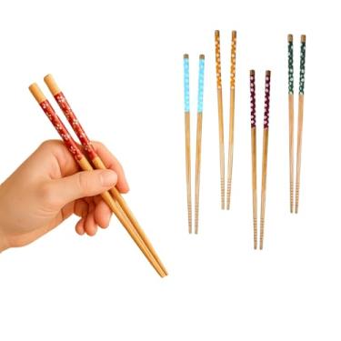 Imagem de Kit de Hashi Japoneses, 4 Pares, 24 cm, Estampa Floral Colorida