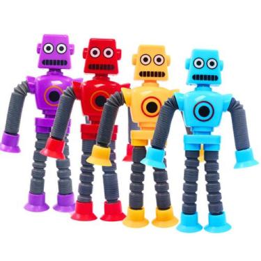 Imagem de Kit 4 Robô Cartoon Tubo Telescópico Fofo Design Criativo Brinquedo inf