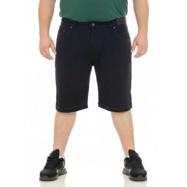 Imagem de Bermuda Jeans Preta Plus Size Masculina Casual Barra Estilosa - Pthiri