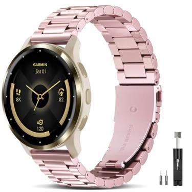 Imagem de EverAct Pulseira de substituição de aço inoxidável de liberação rápida de 22 mm compatível com Garmin Venu 3 de 45 mm/Venu 2/Vivoactive 4 de 22 mm para Forerunner 570-47 mm/265/255/255 Music masculino