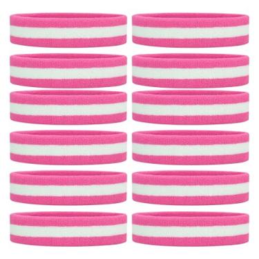 Imagem de ONUPGO Faixa de cabelo para homens e mulheres - 12 peças de faixas esportivas com absorção de umidade de algodão felpudo para tênis, basquete, futebol, academia, malhar