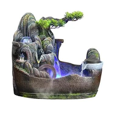 Imagem de XFNVXC Fonte de mesa para interior Fonte de água de mesa Rockery Stone Waterscape decoração de casa mesa centro de mesa presentes relaxantes com bomba de água e bola giratória fonte de água