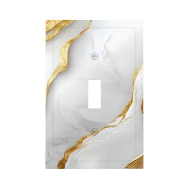Imagem de Algranben Mármore branco cinza 1 Gang Single Toggle Light Switch Cover decorativo cinza placa de parede placa interruptor de luz elétrico para escritório, quarto, banheiro