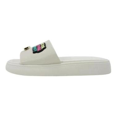 Imagem de Chinelo Moleca Slide Com Emoji, 36, Branco off