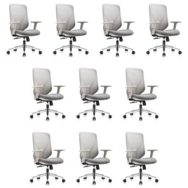 Imagem de Conjunto 10 Cadeiras para Escritório Gamma Giratórias Diretor com Braç