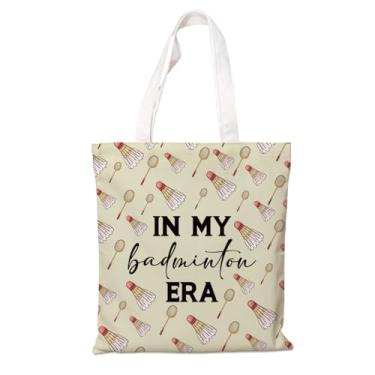 Imagem de Bolsa de lona para amantes de badminton - In My Badminton Era, presente engraçado para atleta de badminton, presente de aniversário, sacolas de algodão para trabalho, compras, viagens, viagens diárias