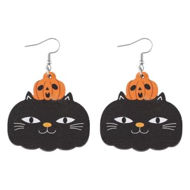 Imagem de Brincos de Halloween para mulheres, abóbora, fantasma, gato, pingente, brincos, roupas de Halloween, acessórios de bijuteria