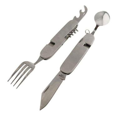 Imagem de Kit Talher Canivete Multifuncional Dobrável Prático Camping