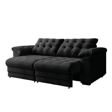 Imagem de Sofá Retrátil E Reclinável Bipartido 3 Lugares Suede Veludo Coliseu Selmer Preto