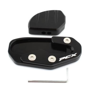 Imagem de FINMOKAL Kit de placa de extensão de suporte lateral para motocicleta, 2 peças, compatível com Honda PCX-160 PCX 160 2025 (preto)