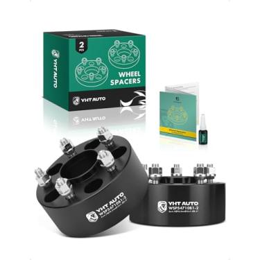 Imagem de YHTAUTO Espaçadores de roda de 5 x 4,75 polegadas, compatíveis com Chevrolet, GMC, Buick, Cadillac, Pontiac Models, espaçadores de pneu com pinos de grau M12 x 1,5 e 12,9, furo do cubo de 70,5 mm, 5 pinos 2 peças, adaptador de roda preto
