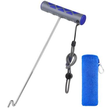 Imagem de Booms Fishing Ferramenta de remoção de anzol: Desenganchador de peixe de aço inoxidável de 27,7 cm - Removedor de anzol de tubarão - Extrator de anzóis de pesca de liberação rápida com toalha e cordão