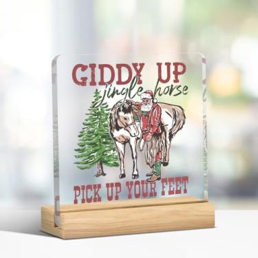 Imagem de Decoração engraçada de placa de Natal, decorações de inverno para ambientes internos, decoração de férias de feliz Natal para mesa de escritório, quarto, acrílico 10 x 10 cm