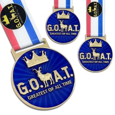 Imagem de BSTWARM Medalha de cabra - Colar de cabra resistente de 5 cm, troféu de campeonato gravado em 3D para prêmios esportivos, presentes e coleções MVP (3)