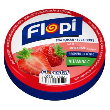 Imagem de Balas Flopi Diet Sabor Morango com Vitamina C 40g