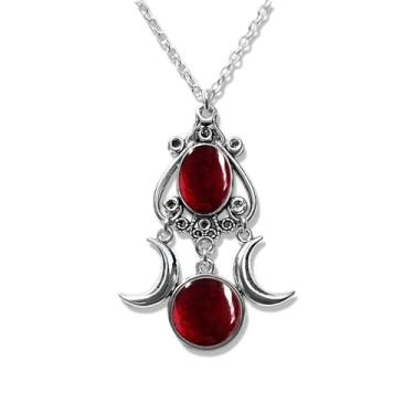 Imagem de ANGLEQUEEN Colar gótico preto vermelho roxo lua acessórios de bruxa para mulheres jóias góticas Halloween colar emo colares de cristal vampiro, Metal, Sem Pedra Preciosa