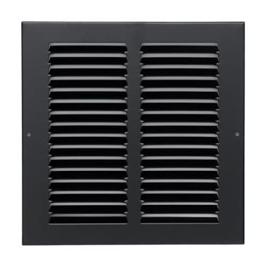 Imagem de Serve para abertura de duto 8 x 8 | Grade de ar de retorno de aço da Handua | Grelha de cobertura de ventilação para parede lateral e teto | Preto | Grade de admissão de ar frio HVAC | Dimensões