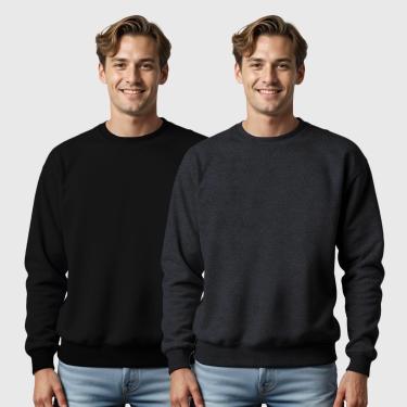 Imagem de Kit 2 Blusas de Frio Moletom Gola Redonda Masculina Benellys-Masculino