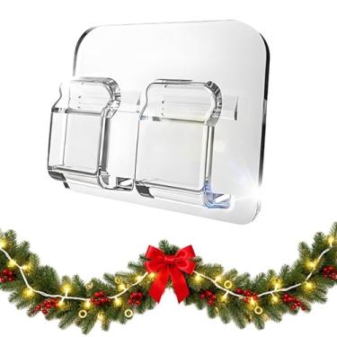 Imagem de AFFAVON Pacote com 20 cabides de guirlanda para manto e moldura de porta, gancho leve com tiras adesivas à prova d'água, clipe adesivo para guirlanda adequado para decoração de Natal, meia de lareira