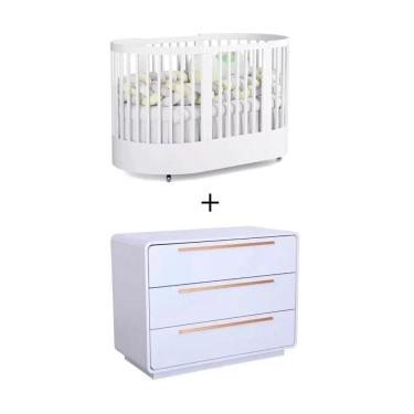 Imagem de Quarto Bebê Completo Com Berço E Cômoda Coleção Wave Divicar Branco