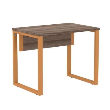 Imagem de Mesa Escritório P25 Tub Pandin 90 Cm (larg) Tampo Mdp Walnut Pé Aço Tubular Laranja