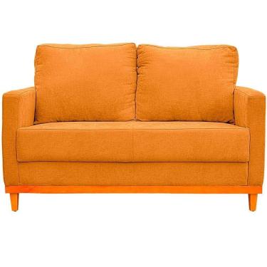 Imagem de Sofa Berlim 2 Lugares Base De Madeira Tecido Impermeavel Terra Cota