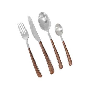 Imagem de Faqueiro Com 24 Peças Cabo Amadeirado - Btc