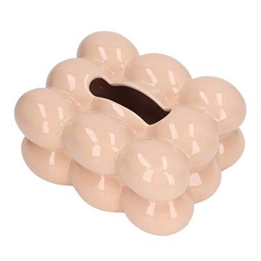 Imagem de Generic Porta-lenços de papel, caixa de guardanapo de boca larga de cerâmica galvanizada para escritório (cor café)