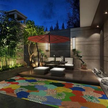 Imagem de Tapete para ambientes externos, 12 x 17 cm, canudo de plástico impermeável, impermeável, tropical, hidrofóbico, não mofado, para deck, anticongelante, resistente a rasgos, tapete têxtil para jardim e