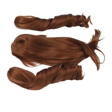 Imagem de YOUTHINK Peruca de Boneca, Cabelo de Boneca de Seda Macia Com Rabo de Cavalo Com Clipe de Garra, Adequado para de 22 a 23 Cm, Ideal para Artesanato e Estilo (Morango Dourado)