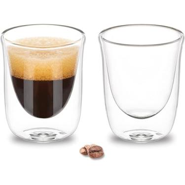 Imagem de Conjunto de 2 xícaras de café expresso, copo de dose de 59 g, canecas de café expresso, vidro borossilicato com isolamento duplo transparente, Tazas De Cafe Expreso, xícaras de café pequenas para