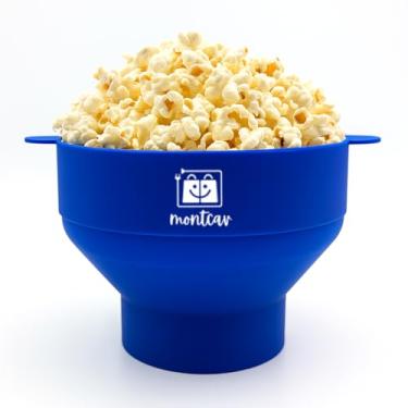 Imagem de Montcav Pipoqueira de silicone para micro-ondas – Tigela grande dobrável e reutilizável – Tigela de pipoca de silicone sem BPA para ar quente, pode ir à máquina de lavar louça, balde para micro-ondas