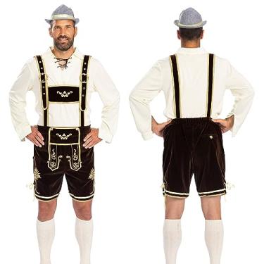 Imagem de Conjunto de fantasia masculina Lederhosen Oktoberfest – Fantasia masculina de jardim de cerveja – Fantasia de Yodeling – Conjunto de fantasia Wurstfest, Marrom escuro, P