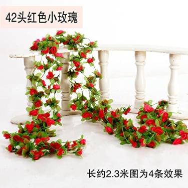 Imagem de Guirlanda de flores artificiais 90,5 polegadas/230 cm - trepadeiras rosas falsas, guirlanda floral pendurada de plástico falso de seda para arco de casamento, quarto, parede de casa, pano de fundo